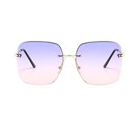Trendy Oversized Square Sunglasses for Women Gradient Lens Big Metal Frame Retro Sunglasses UV Protection Ladies Sunglasses