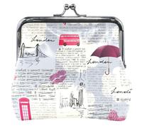 Trendy Paris Landmarks Women's Grey Leather Wallet with Kiss Buckle, Grey Fashion Paris Monuments, UNITALLA, Classic, Grey Fashion Paris Monuments, UNITALLA, Classic, Grey Fashion Paris Monuments