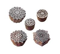 Trendy Pattern Mandala and Round Wood Block Stamps (Set of 5)