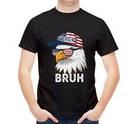 Trendy Pattern Men's Short Sleeve Unique Crew Neck T-Shirt Bald is Beautiful Bald Eagle, Bruh Fourth Eagle, 3XL