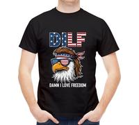 Trendy Pattern Men's Short Sleeve Unique Crew Neck T-Shirt Bald is Beautiful Bald Eagle, Dilf Damn I Love Freedom Eagle, 3XL