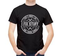 Trendy Pattern Men's Short Sleeve Unique Crew Neck T-Shirt Bald is Beautiful Bald Eagle, Fix Stuff Mechanic Engineer, Medium