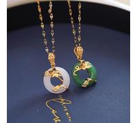 Trendy peace buckle necklace ins cold style temperament lotus flower leaf couple necklace female clavicle chain