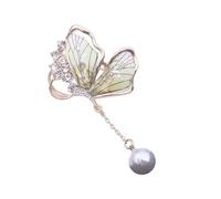 Trendy Pearls Butterfly Jewellery Elegant Water Drops Shape Sturdy Alloy Brooch Portable For Social Event Trendy Pearls Dress Pin, one size, As described