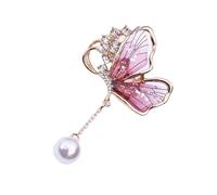 Trendy Pearls Butterfly Jewelry Elegant Waterdrops Shape Designs Sturdy Alloy Brooch Portable for Social Event Statement Brooch Pin