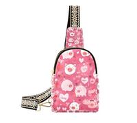 Trendy Pig Country Style Valentine's Day Peach sling bags crossbody multipurpose small fanny packs for for travel, pig Country style Valentine's Day peach, One Size