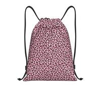 Trendy Pink Leopard Cute Unisex Swimming Bags Foldable Drawstring Bag Lightweight String Backpack For Travel Holidays Climbing