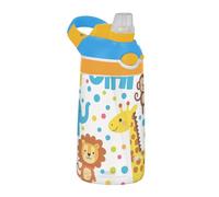 Trendy Polka Dot Animal Elephant Giraffe Sports Water Bottles with Silicone Straw Lightweight Travel Water Bottle for Travel and Sports botellas para agua
