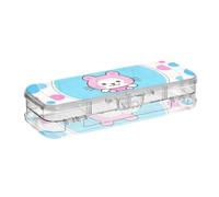 Trendy Polka Dot Cute Animal Cat Clear Plastic Pencil Box Double-Deck Crayon Containers For Art Supplies With Snap And Lid