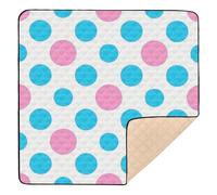 Trendy Polka Dot Peach Blue Cute Foldable Baby Playmat for Indoor Outdoor Cozy Breathable Foldable Infant Play Activity Mat for Babies Infants Toddlers, 50'' x 50''tapete para juegos de