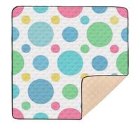 Trendy Polka Dot Peach Blue Large Stylish Baby Gym Play mat for Floor Non-Toxic Foldable Kicking Mat for Babies Infants Toddlers, 50'' x 50''alfombras con Musica para