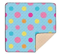 Trendy Polka Dot Peach Blue Yellow Soft Thick Baby Play mat Foldable for Indoor Outdoor Cozy Breathable Foldable Activity Entertainment Mat for Babies Infants Toddlers, 50'' x 50''tapete para
