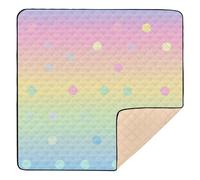 Trendy Polka Dot Rainbow Peach Blue Soft Padded Foldable Baby Play mat for Indoor Outdoor Washable Foldable Activity Entertainment Mat for Baby Toddler Infant, 50'' x 50''tapete Piano para