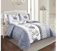 Trendy Printed Bedspread with Matching Pillow Shams Microfiber Front and Reverse, 300GSM Polyester Filling Ideal Bed Throw for All Seasons (Grey, Double)