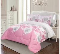 Trendy Printed Bedspread with Matching Pillow Shams Microfiber Front and Reverse, 300GSM Polyester Filling Ideal Bed Throw for All Seasons (Pink, Super King)