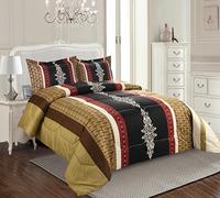 Trendy Printed Bedspread with Matching Pillow Shams Microfiber Front and Reverse, 300GSM Polyester Filling Ideal Bed Throw for All Seasons (Brown, King)