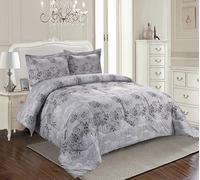 Trendy Printed Bedspread with Matching Pillow Shams Microfiber Front and Reverse, 300GSM Polyester Filling Ideal Bed Throw for All Seasons (Silver, King)