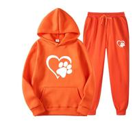 Trendy Printed Unisex Hoodie Set for Winter, Casual Pullover Sportswear for Everyday Jogging Comfortable Stylish Activewear Wool Jacket Women Winter, Or2, L