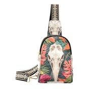 trendy Pterodactyl Skull with Colorful Leaves body bags for cute fanny packs for women for day pack
