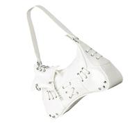 Trendy PU Leather Armpit Bag Women 90s Styles Forearm Shoulder Crossbody Purse Punk Handbag for Travel and Work Street Styles Bag, White, Eine Größe