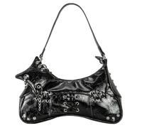 Trendy PU Leather Armpit Bag Women 90s Styles Forearm Shoulder Crossbody Purse Punk Handbag for Travel and Work Street Styles Bag, black, Eine Größe