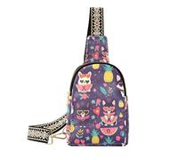 trendy Purple Cute Dogs Summer Fruits cross body bag sturdy shoulder fanny pack for day pack, purple cute dogs summer fruits