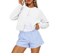 Trendy Queen Cropped Cardigan Sweaters for Women Lightweight Crop Knit Y2k Fall Outfits Fashion Clothes 2025, White, Medium