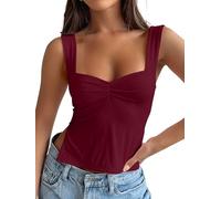 Trendy Queen Double Lined Crop Tank Top for Women Cute Summer Backless Shirt Spring Y2K Top Junior Going Out Concert Vacation, Burgundy, M