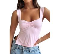 Trendy Queen Double Lined Crop Tank Top for Women Cute Summer Backless Shirt Spring Y2K Top Junior Going Out Concert Vacation, Pink, S