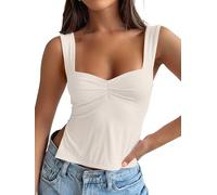 Trendy Queen Double Lined Crop Tank Top for Women Cute Summer Backless Shirt Spring Y2K Top Junior Going Out Concert Vacation, Lightapricot, XS