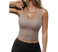 Trendy Queen Women's Double Lined Crop Tank Top, Coffeegrey, M