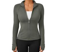 Trendy Queen Womens Lightweight Zip Up Jackets 2026 Athletic Workout Hoodies Spring Shirt Fitted Gym Clothes with Pocket, Armygreen, XL