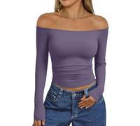 Trendy Queen Womens Off The Shoulder Tops Going Out Basic Sexy T Shirts