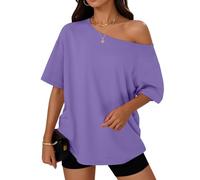 Trendy Queen Womens Off the Shoulder Tops Oversized Summer T-Shirts 2026