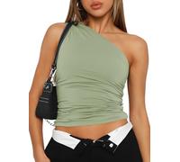 Trendy Queen Women's One Shoulder Asymmetrical Crop Top Cami Shirt (Pack of 1)