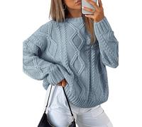 Trendy Queen Women's Oversized Cable Knit Sweaters 2026 Fall Outfits, Dusty Blue, XL