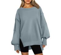 Trendy Queen Womens Oversized Crewneck Sweatshirts Hoodies Fall Outfits Fashion Teen Girls Y2k Winter Clothes, Greygreen, XL