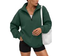 Trendy Queen Womens Oversized Half Zip Pullover Long Sleeve Sweatshirt Quarter Zip Hoodie Sweater Teen Girls Fall Y2K Clothes, Darkgreen, S