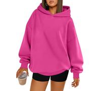 Trendy Queen Womens Oversized Hoodies Comfy Sweatshirts Fall Fashion 2025 Outfits Casual Tops Fleece Clothes with Pockets, Hotpink, Medium
