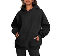 Trendy Queen Womens Oversized Hoodies Fleece Sweatshirts Long Sleeve Sweaters Pullover Fall Outfits with Pocket, Black, Medium