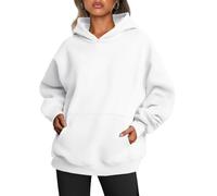 Trendy Queen Womens Oversized Hoodies Fleece Sweatshirts Long Sleeve Sweaters Pullover Fall Outfits with Pocket, White, Medium