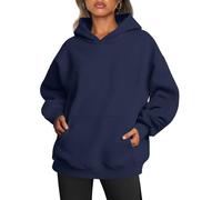 Trendy Queen Womens Oversized Hoodies Fleece Sweatshirts Long Sleeve Sweaters Pullover Fall Outfits with Pocket, Navy, Medium