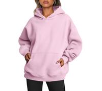 Trendy Queen Womens Oversized Hoodies Fleece Sweatshirts Long Sleeve Sweaters Pullover Fall Outfits with Pocket, Pale Pink, XL