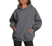 Trendy Queen Womens Oversized Hoodies Fleece Sweatshirts Long Sleeve Sweaters Pullover Fall Outfits with Pocket, Dark Grey, Medium