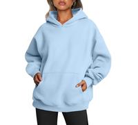 Trendy Queen Womens Oversized Hoodies Fleece Sweatshirts Long Sleeve Sweaters Pullover Fall Outfits with Pocket, Sky Blue, Medium