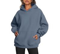 Trendy Queen Womens Oversized Hoodies Fleece Sweatshirts Long Sleeve Sweaters Pullover Fall Outfits with Pocket, Dusty Blue, Medium