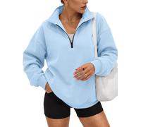 Trendy Queen Womens Oversized Sweatshirts Fall Fashion Hoodies Half Zip Pullover Long Sleeve Shirts Clothes Outfits, Lightblue, S