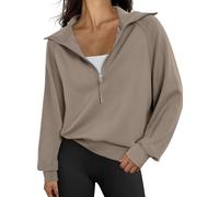 Trendy Queen Womens Oversized Sweatshirts Half Zip Pullover Long Sleeve Quarter Zip Hoodies Teen Girls Fall Y2K Clothes, Coffeegrey, Medium