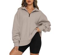 Trendy Queen Womens Oversized Sweatshirts Hoodies Half Zip Pullover Fall Fashion Outfits 2023 Y2k Clothes, Coffeegrey, Large