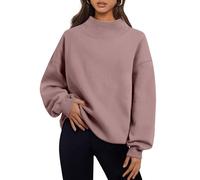 Trendy Queen Womens Oversized Sweatshirts Turtleneck Pullover Long Sleeve Hoodies Tops Fall Fashion Outfits 2025 Clothes, Darkpink, Medium